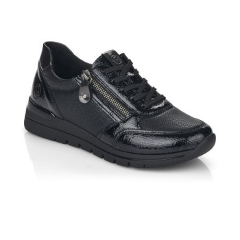Basket basse en cuir full black/noir grande taille femme Remonte
