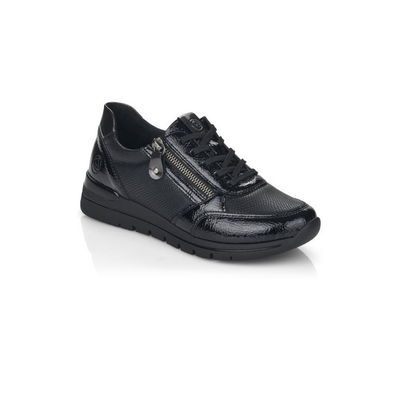 Basket basse en cuir full black/noir grande taille femme Remonte