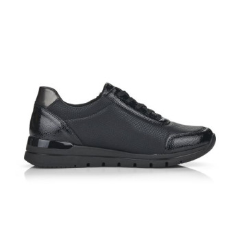Basket basse en cuir full black/noir grande taille femme Remonte