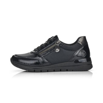 Basket basse en cuir full black/noir grande taille femme Remonte