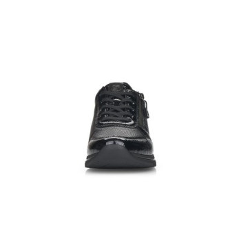 Basket basse en cuir full black/noir grande taille femme Remonte