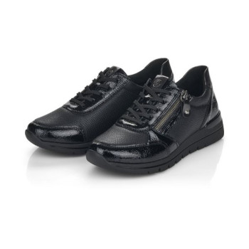 Basket basse en cuir full black/noir grande taille femme Remonte