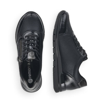 Basket basse en cuir full black/noir grande taille femme Remonte