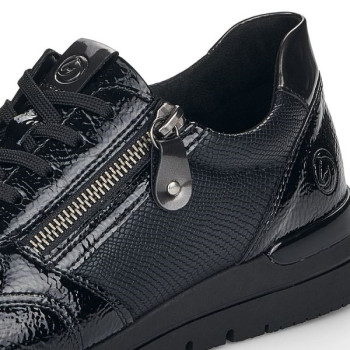 Basket basse en cuir full black/noir grande taille femme Remonte