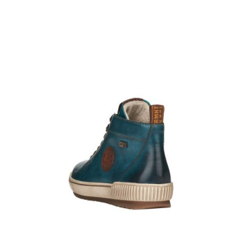 Basket montante à lacets en cuir bleu grande pointure femme Remonte
