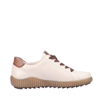 Basket crantée en cuir crème à lacets grande taille femme Remonte