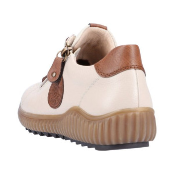 Basket crantée en cuir crème à lacets grande taille femme Remonte