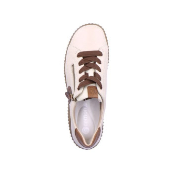 Basket crantée en cuir crème à lacets grande taille femme Remonte