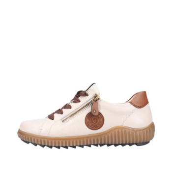 Basket crantée en cuir crème à lacets grande taille femme Remonte
