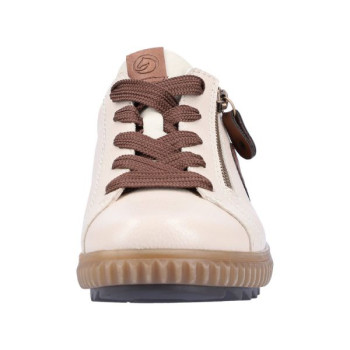 Basket crantée en cuir crème à lacets grande taille femme Remonte