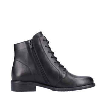 Boots classique noir en cuir à lacets en Grande taille femme chez Remonte