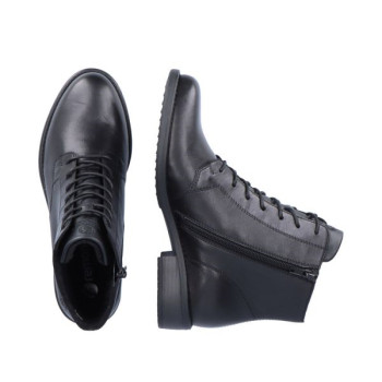 Boots classique noir en cuir à lacets en Grande taille femme chez Remonte