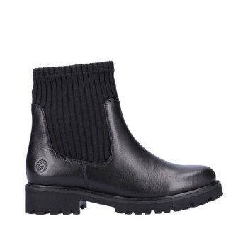 Boots chaussette en cuir noir grosse semelle grande taille femme remonte