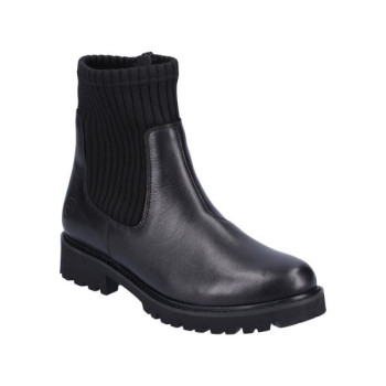 Boots chaussette en cuir noir grosse semelle grande taille femme remonte