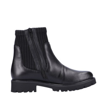 Boots chaussette en cuir noir grosse semelle grande taille femme remonte