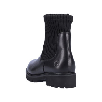 Boots chaussette en cuir noir grosse semelle grande taille femme remonte