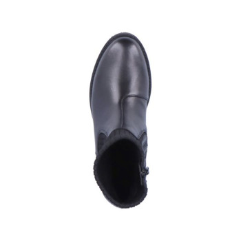 Boots chaussette en cuir noir grosse semelle grande taille femme remonte