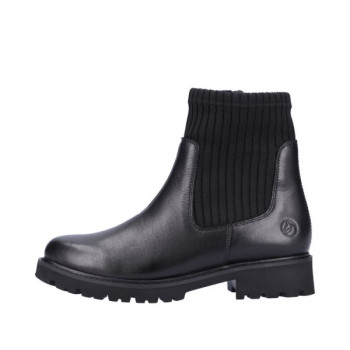 Boots chaussette en cuir noir grosse semelle grande taille femme remonte