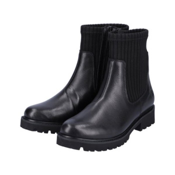 Boots chaussette en cuir noir grosse semelle grande taille femme remonte