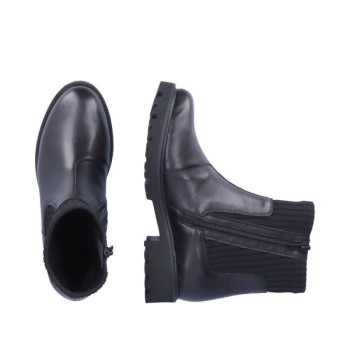Boots chaussette en cuir noir grosse semelle grande taille femme remonte
