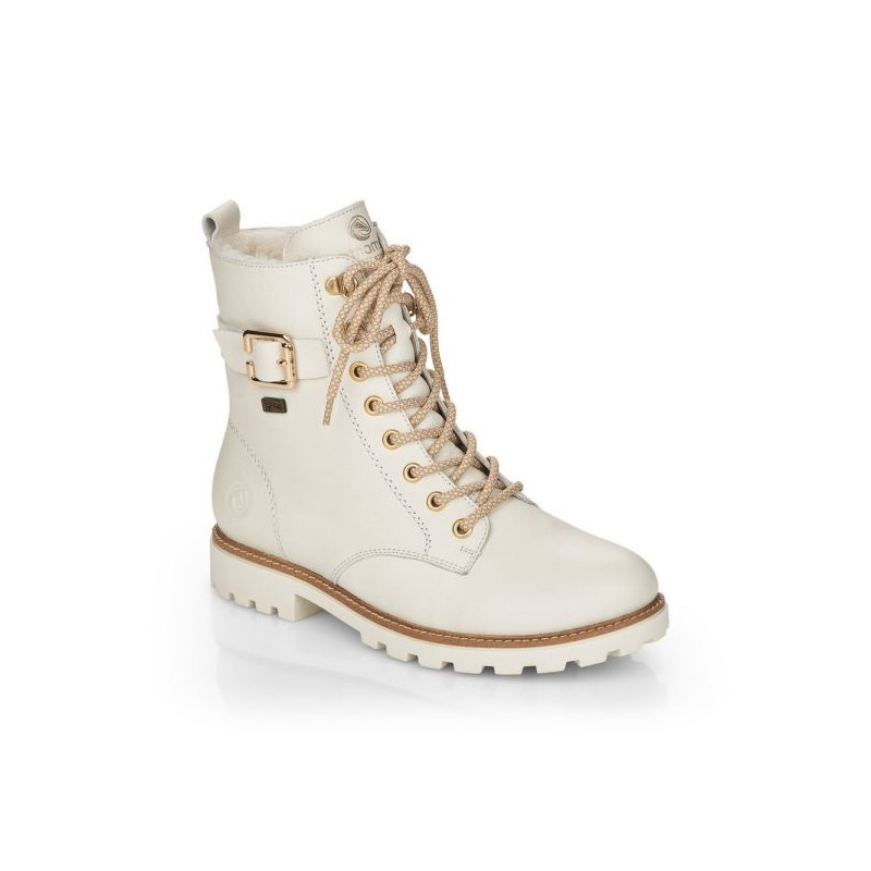 Boots lacets blanc en cuir semelle épaisse grande taille femme remonte
