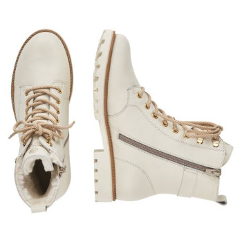 Boots lacets blanc en cuir semelle épaisse grande taille femme remonte