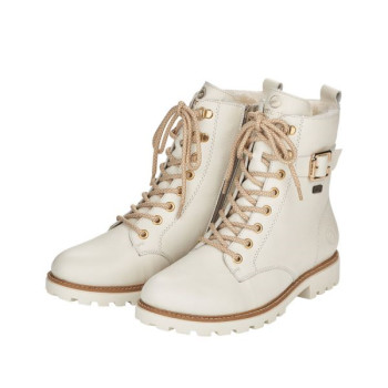 Boots lacets blanc en cuir semelle épaisse grande taille femme remonte