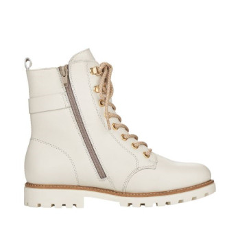 Boots lacets blanc en cuir semelle épaisse grande taille femme remonte