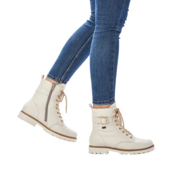 Boots lacets blanc en cuir semelle épaisse grande taille femme remonte