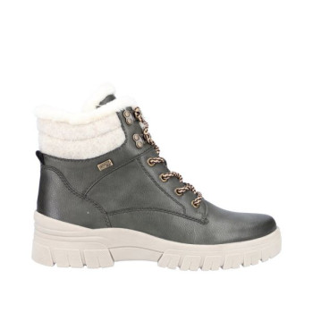Boots montagne en cuir kaki à lacets en grande taille femme Remonte