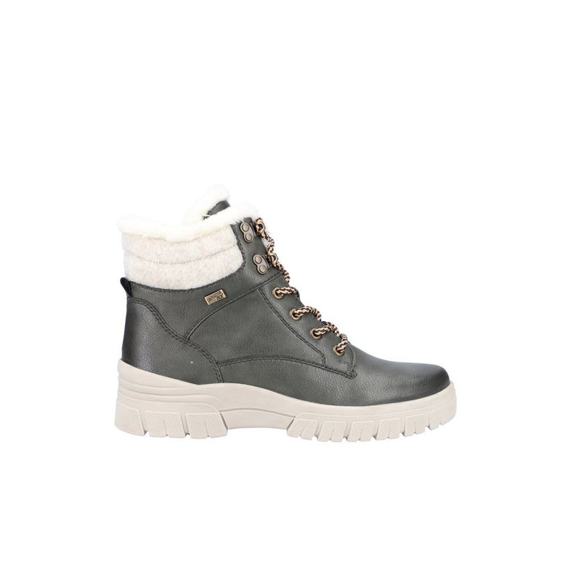 Boots montagne en cuir kaki à lacets en grande taille femme Remonte