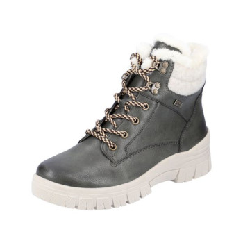 Boots montagne en cuir kaki à lacets en grande taille femme Remonte