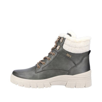 Boots montagne en cuir kaki à lacets en grande taille femme Remonte