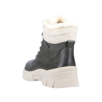Boots montagne en cuir kaki à lacets en grande taille femme Remonte
