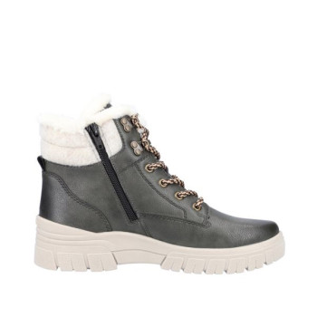 Boots montagne en cuir kaki à lacets en grande taille femme Remonte