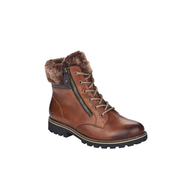 Boots montagne en cuir marron grande taille femme Remonte