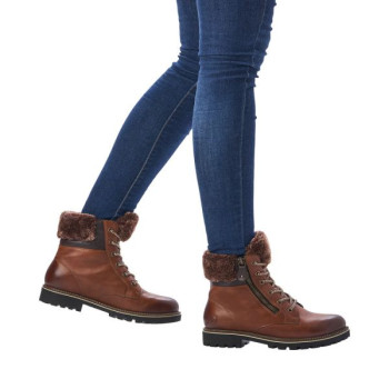 Boots montagne en cuir marron grande taille femme Remonte