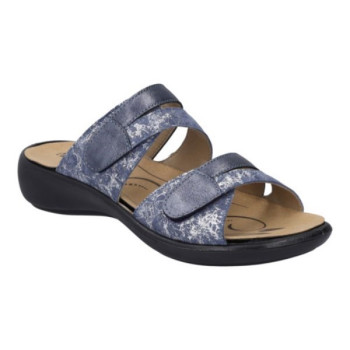 Mule 2 velcros bleu océan en cuir en Grande taille femme de la marque Westland