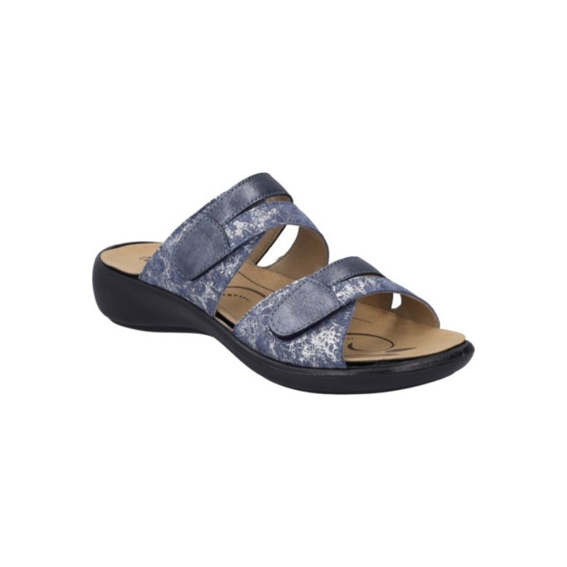 Mule 2 velcros bleu océan en cuir en Grande taille femme de la marque Westland