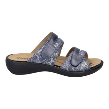 Mule 2 velcros bleu océan en cuir en Grande taille femme de la marque Westland