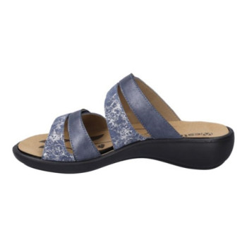 Mule 2 velcros bleu océan en cuir en Grande taille femme de la marque Westland