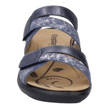 Mule 2 velcros bleu océan en cuir en Grande taille femme de la marque Westland