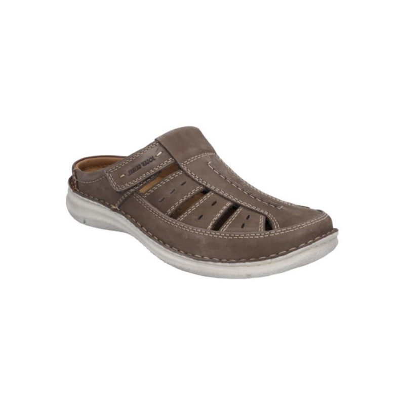 sabot grande largeur nubuck taupe à velcro grande taille homme JOSEF SEIBEL