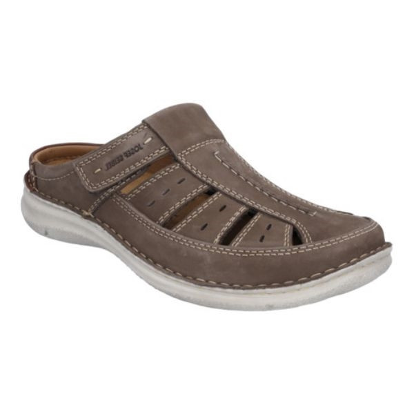 sabot grande largeur nubuck taupe à velcro grande taille homme JOSEF SEIBEL