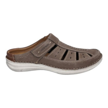 sabot grande largeur nubuck taupe à velcro grande taille homme JOSEF SEIBEL
