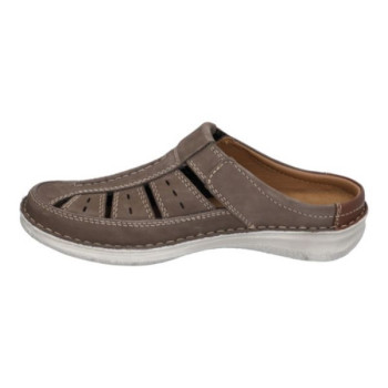 sabot grande largeur nubuck taupe à velcro grande taille homme JOSEF SEIBEL