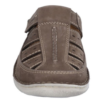 sabot grande largeur nubuck taupe à velcro grande taille homme JOSEF SEIBEL