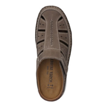 sabot grande largeur nubuck taupe à velcro grande taille homme JOSEF SEIBEL