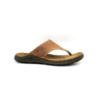 Mule entre-doigt en cuir marron Grande taille homme Josef Seibel