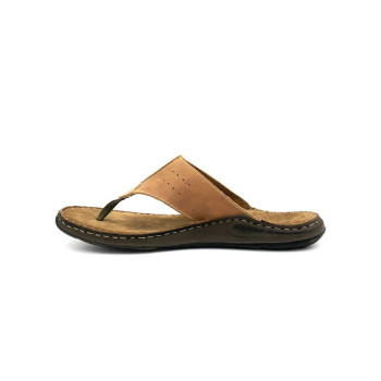 Mule entre-doigt en cuir marron Grande taille homme Josef Seibel